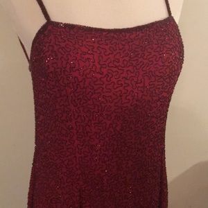 Red beaded gown